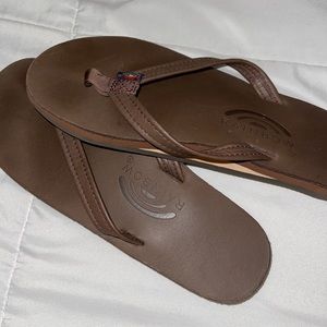 Rainbow Leather Flip Flops